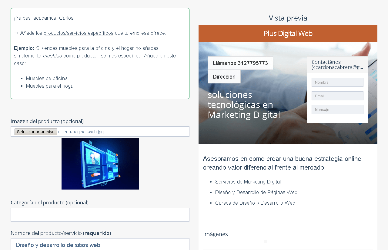 Productos y servicios página web gratis gobierno MinTic